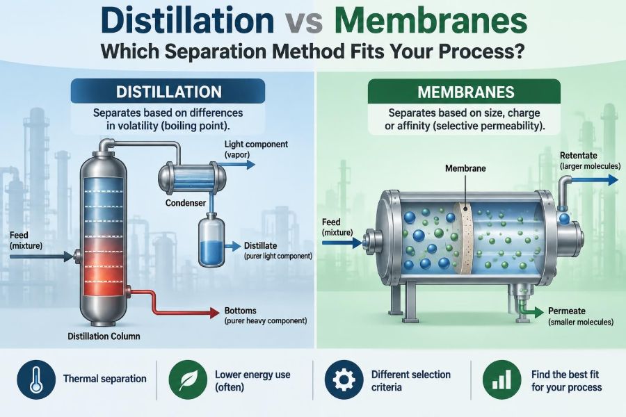 ⚖️ Distillation vs Membranes: Which Separation Method Fits Your Process?