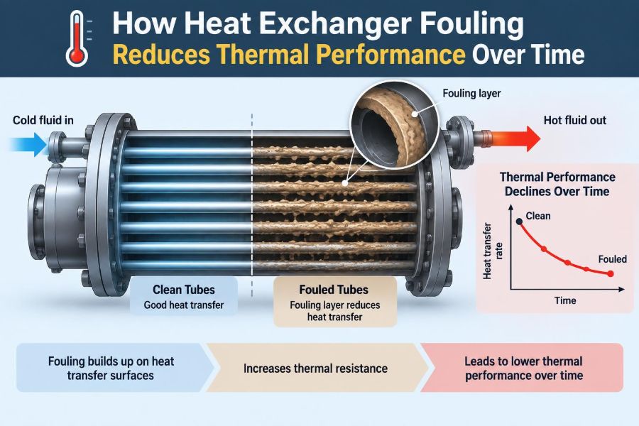 🌡️ How Heat Exchanger Fouling Reduces Thermal Performance Over Time