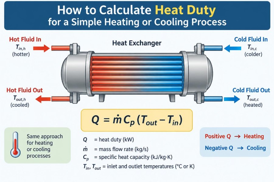 🧪 How to Calculate Heat Duty for a Simple Heating or Cooling Process
