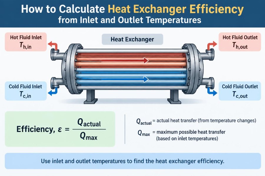 🧪 How to Calculate Heat Exchanger Efficiency from Inlet and Outlet Temperatures