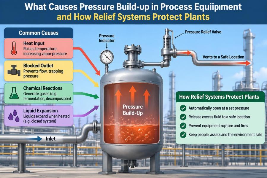 🧯 What Causes Pressure Build-Up in Process Equipment and How Relief Systems Protect Plants