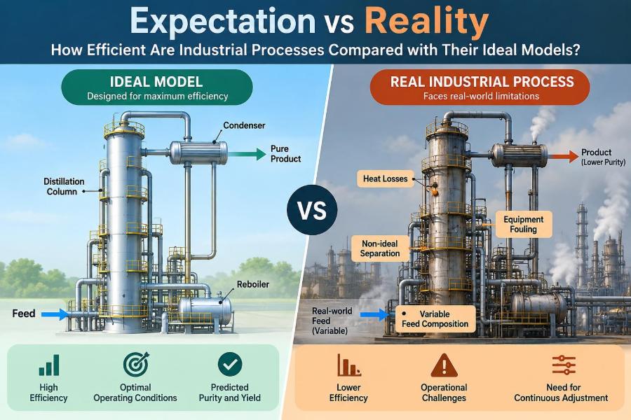 🧪 Expectation vs Reality: How Efficient Are Industrial Processes Compared with Their Ideal Models?