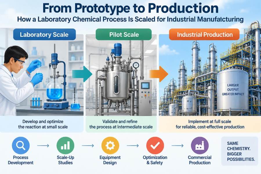 🧪 From Prototype to Production: How a Laboratory Chemical Process Is Scaled for Industrial Manufacturing