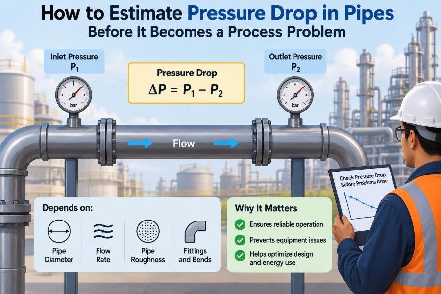 🧪 How to Estimate Pressure Drop in Pipes Before It Becomes a Process Problem
