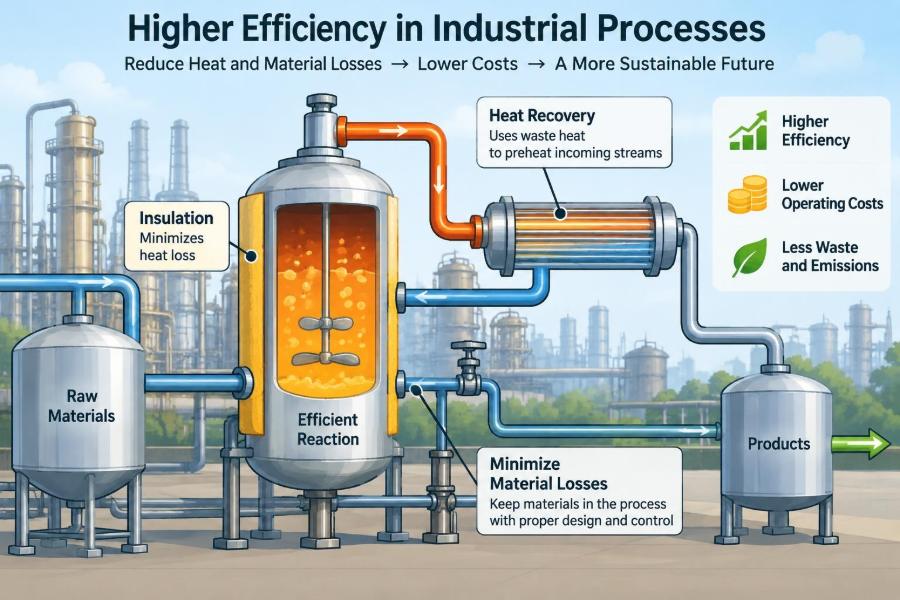 🧪 How to Make an Industrial Process More Efficient by Reducing Heat and Material Losses