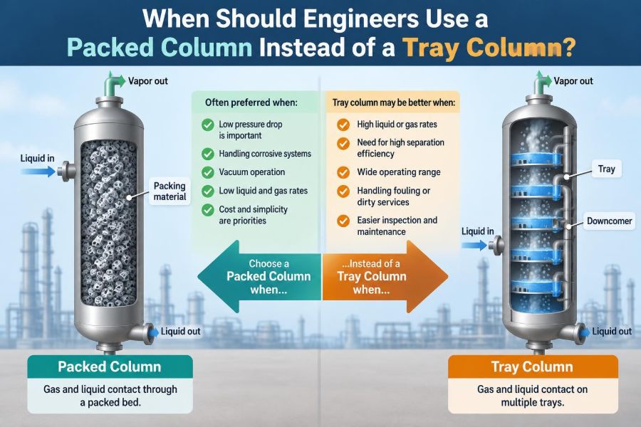 🧪 When Should Engineers Use a Packed Column Instead of a Tray Column?