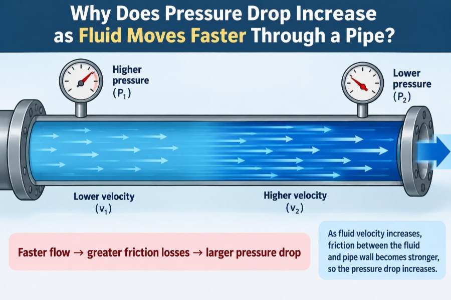 🧪 Why Does Pressure Drop Increase as Fluid Moves Faster Through a Pipe?